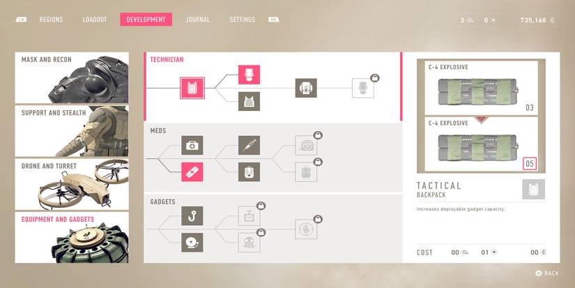 Backpack perk description