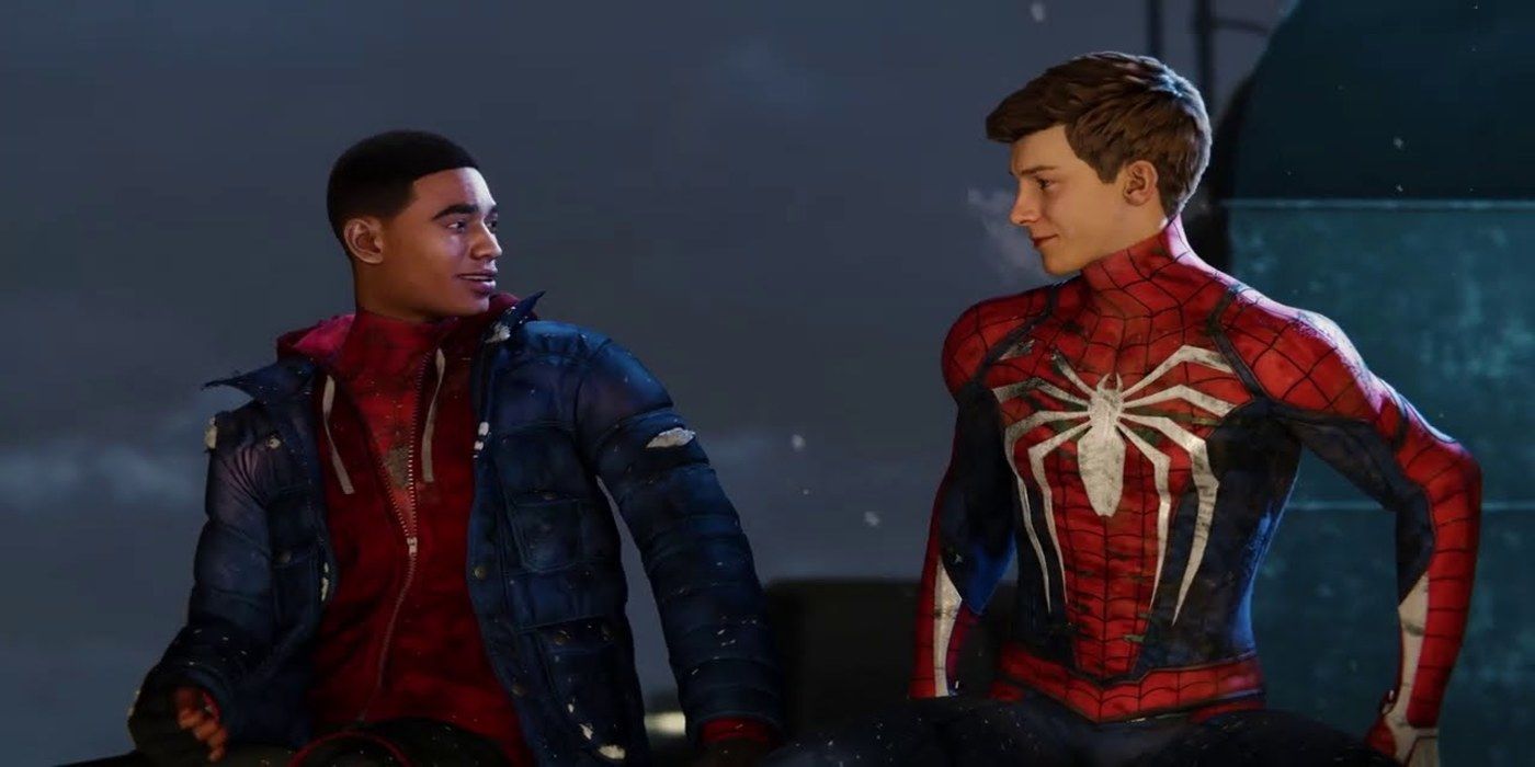 spider-man miles morales peter parker rooftop conversation