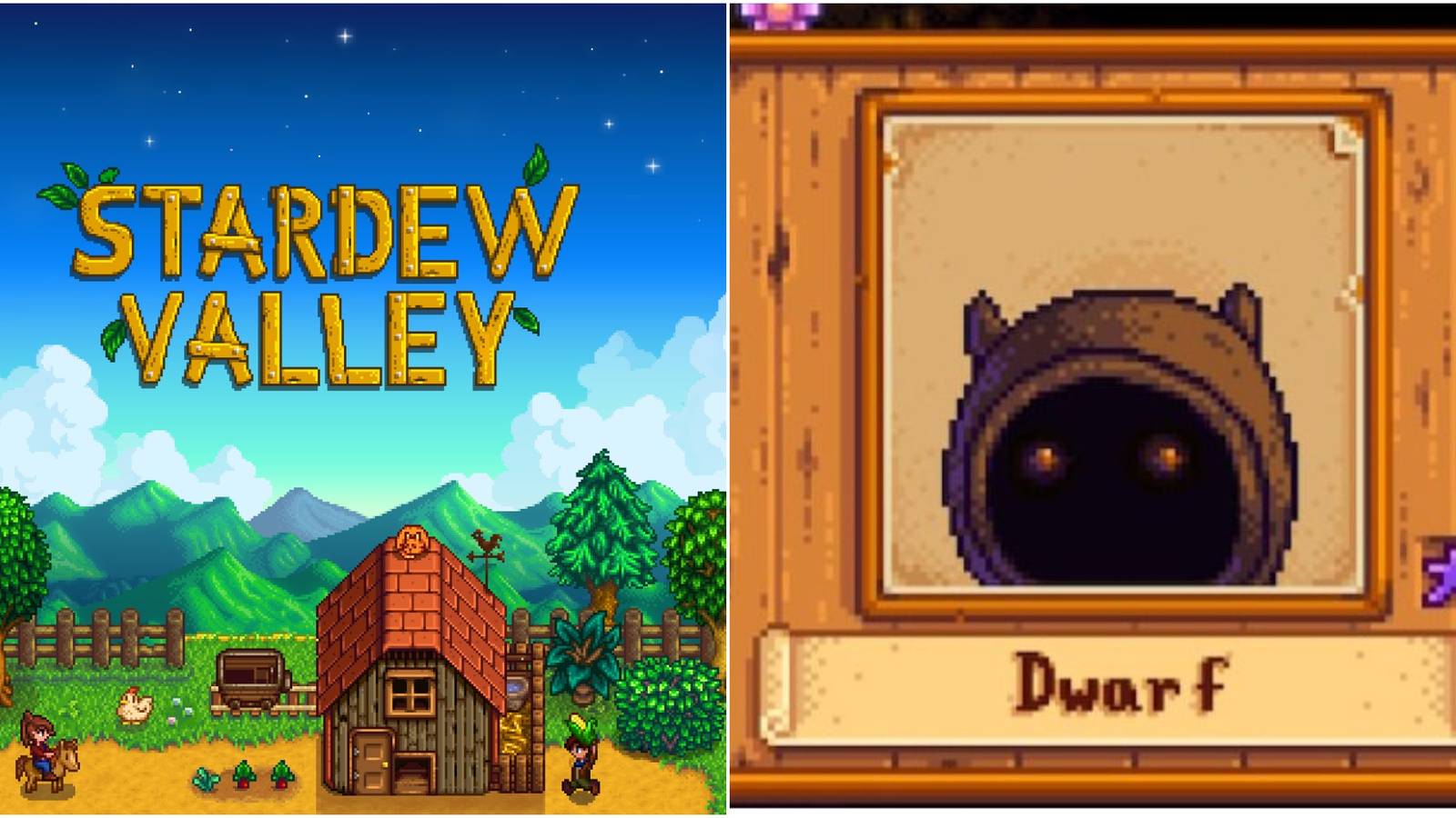 Left: Stardew Valley cover art. Right: Dwarf portrait