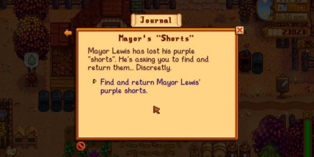 Mayor's Shorts quest