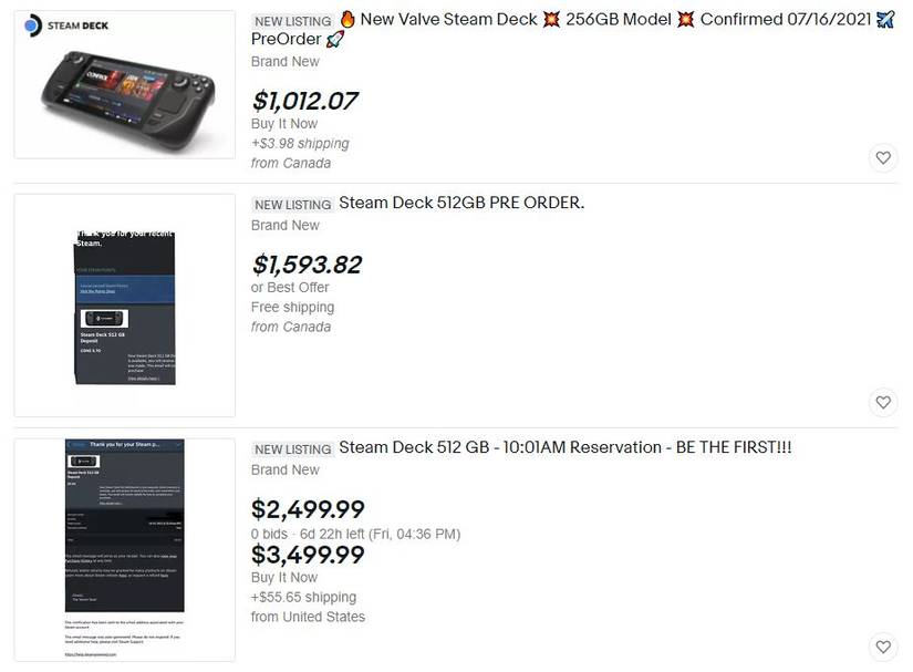 steam deck ebay prices scalpers scalping