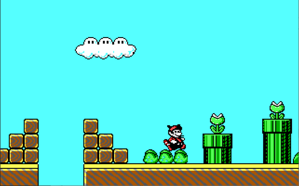 Screenshot from rare Super Mario Bros 3 PC port demo bby id software.
