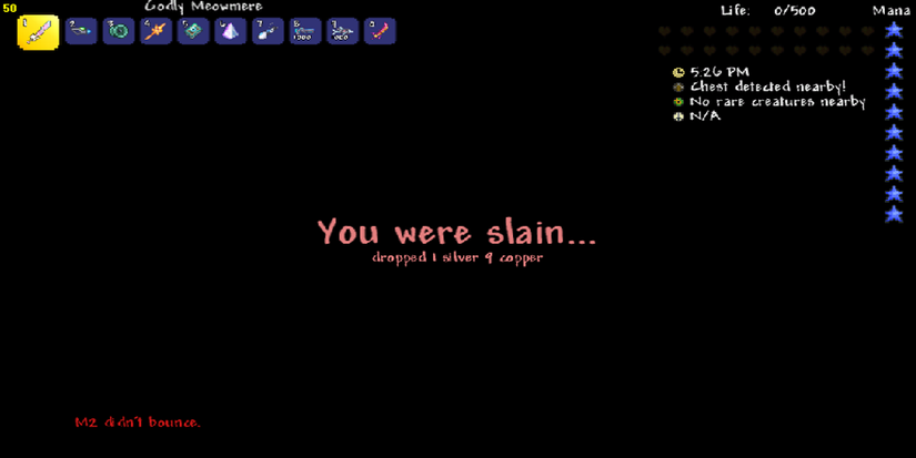 terraria you have been slain death screen underground