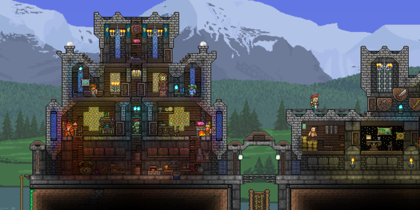 terraria castle expert mode base nurse and guide