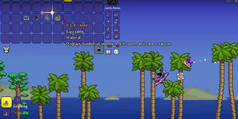 player with the items to craft a PDA in their inventory.