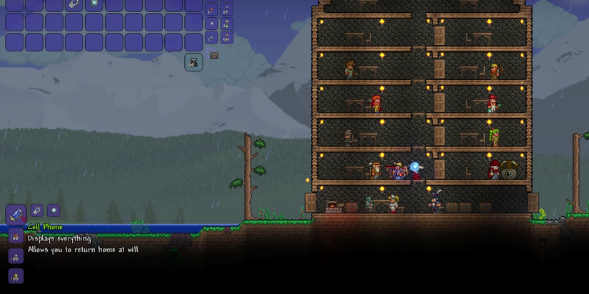 player crafting a cell phone in their house.