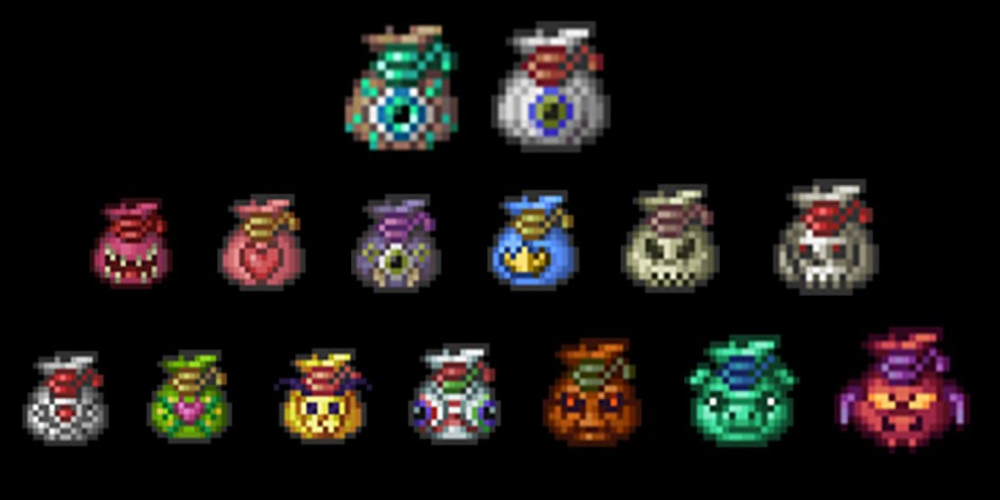 terraria treasure bags every boss icon pixels