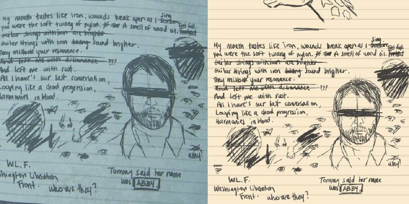 the last of us 2 ellie journal comparison