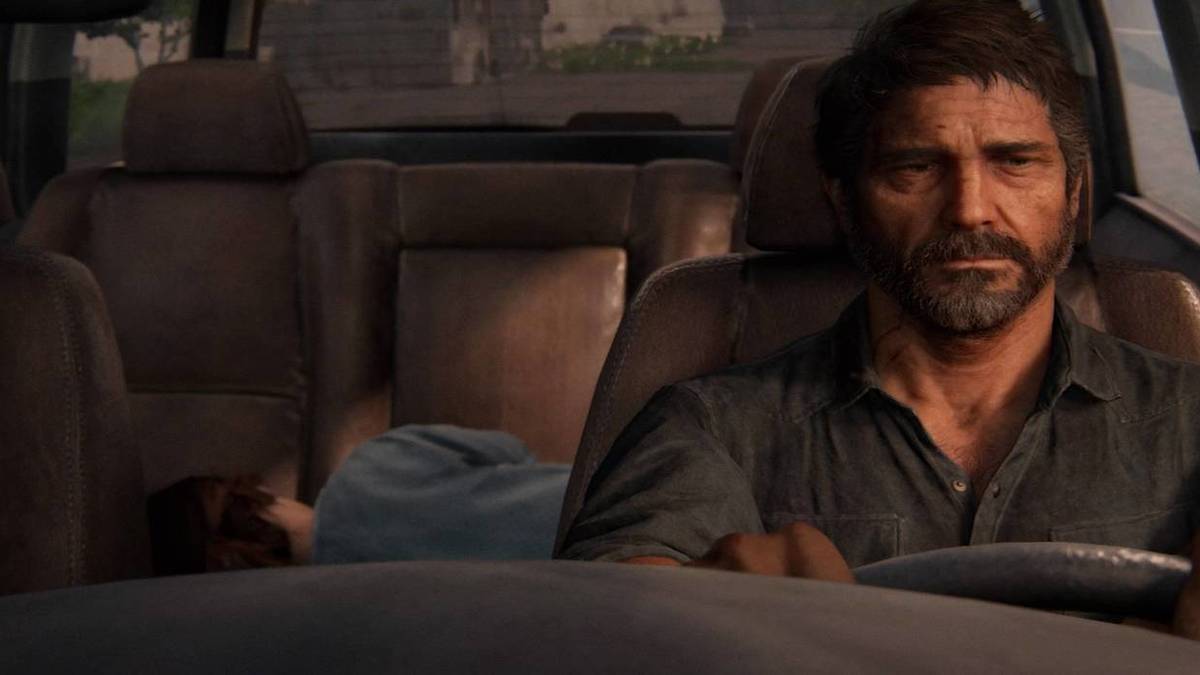 the last of us joel in car with ellie