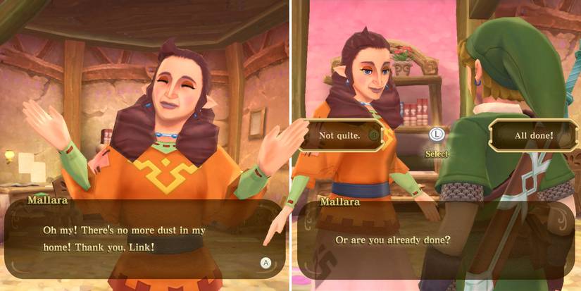 The Cleaning Pipit's House side quest in The Legend of Zelda: Skyward Sword HD