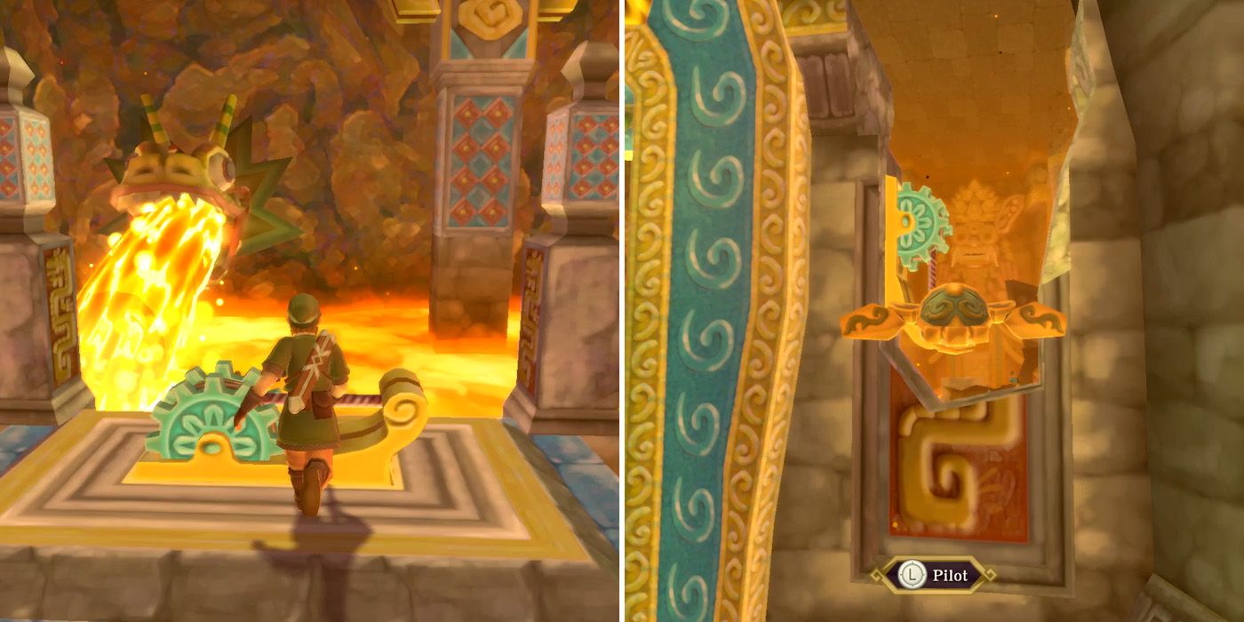 Lowering the drawbridge in the Earth Temple in The Legend of Zelda: Skyward Sword HD