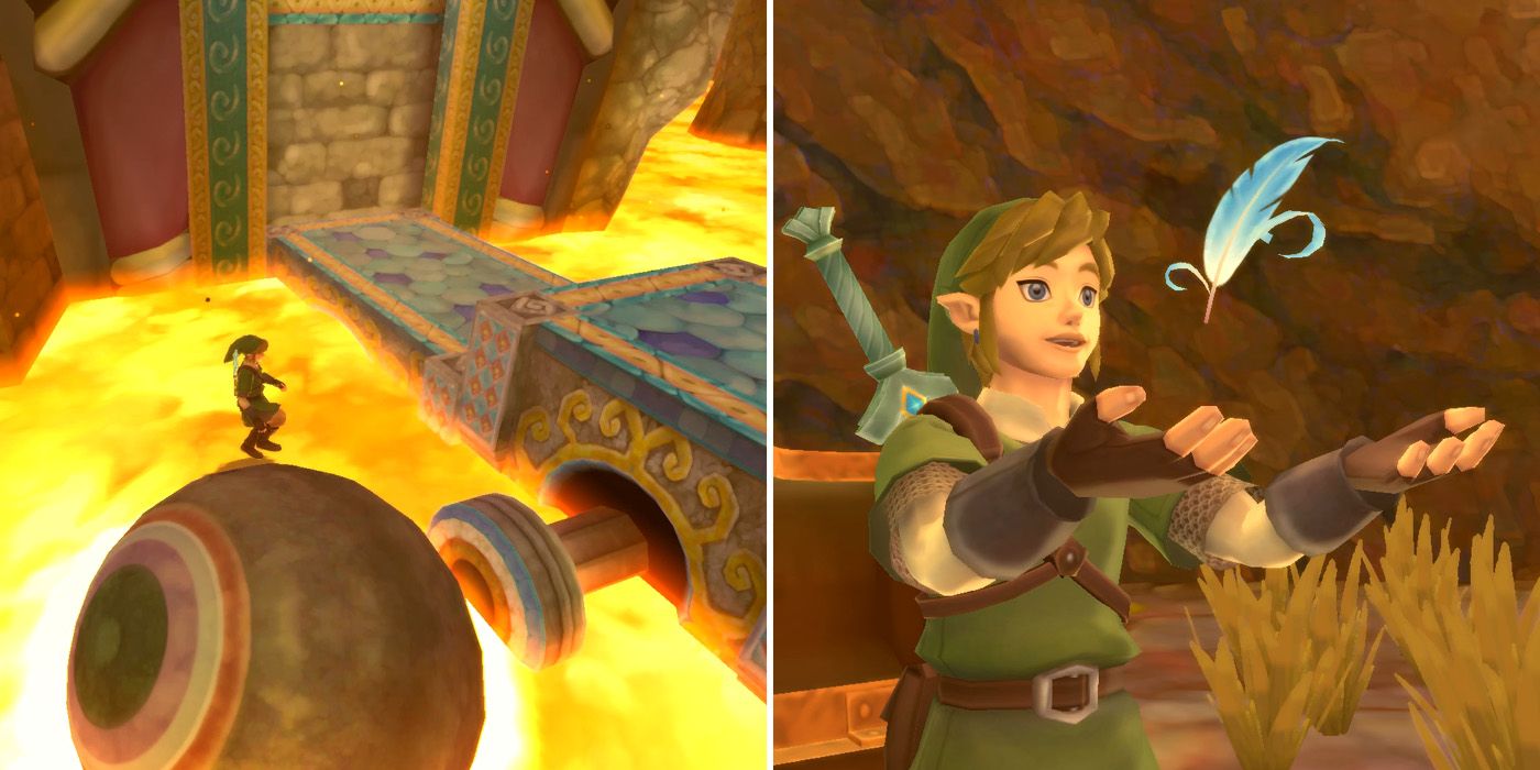Pushing the first switch in the Earth Temple in The Legend of Zelda: Skyward Sword HD