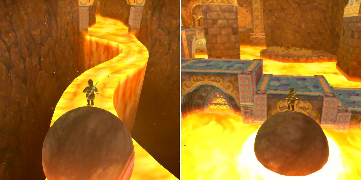Pushing the second switch in the Earth Temple in The Legend of Zelda: Skyward Sword HD