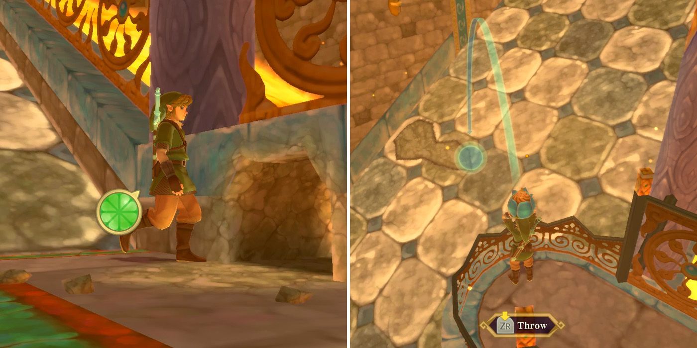 Climbing the second slope in the Earth Temple in The Legend of Zelda: Skyward Sword HD