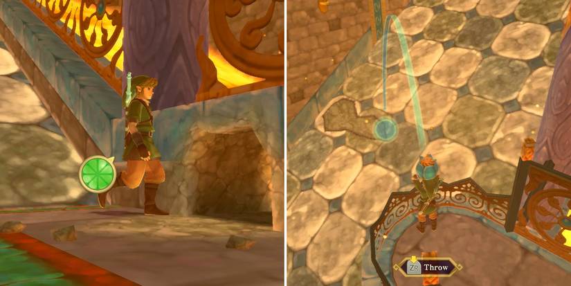Climbing the second slope in the Earth Temple in The Legend of Zelda: Skyward Sword HD