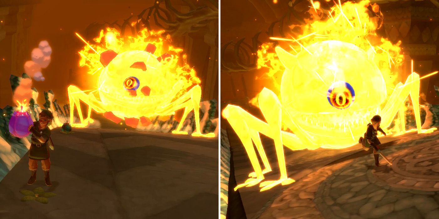 Scaldera's attacks in the Earth Temple in The Legend of Zelda: Skyward Sword HD