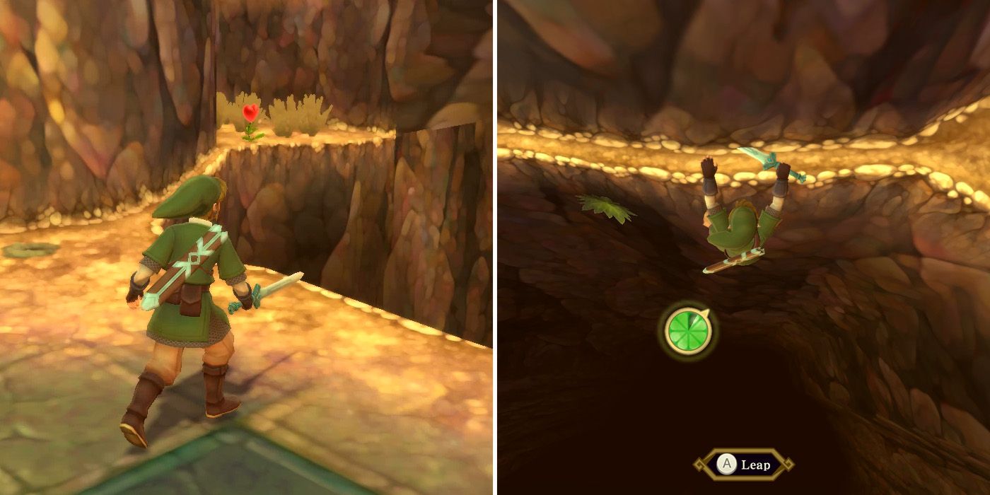 Edging along a ledge in The Legend of Zelda: Skyward Sword HD