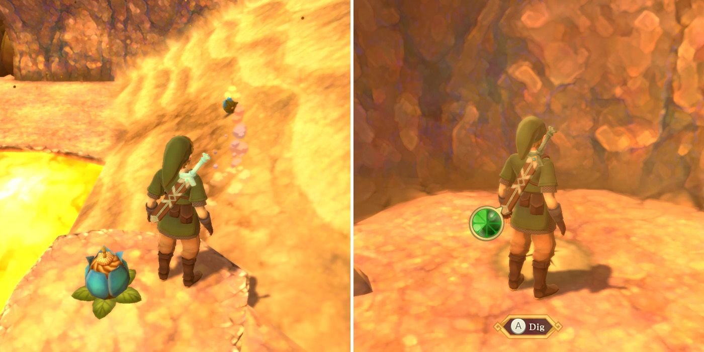 The spot where the final key piece is burried in The Legend of Zelda: Skyward Sword HD