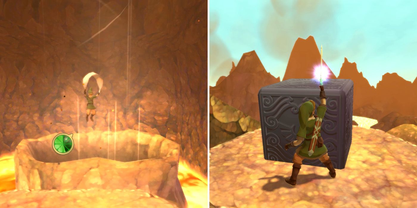 The hot air geyser that takes player back up to the volcano's summit in The Legend of Zelda: Skyward Sword HD