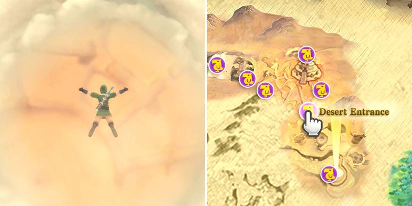 Heading to the Desert Entrance statue as part of the Fixing Fun Fun Island side quest in The Legend of Zelda: Skyward Sword HD