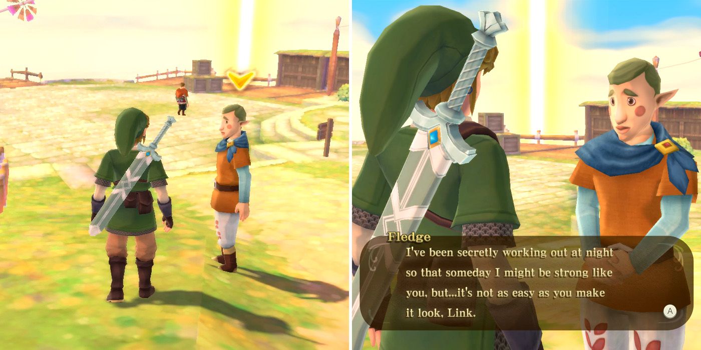 Fledge tells Link that he's been working out ahead of the Fledge's Workout side quest in The Legend of Zelda: Skyward Sword HD