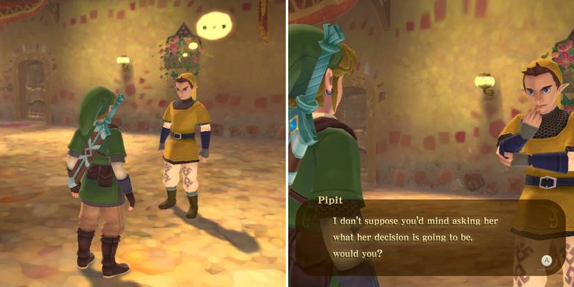 Pipit gets jealous in the Haunted Restroom side quest in The Legend of Zelda: Skyward Sword HD