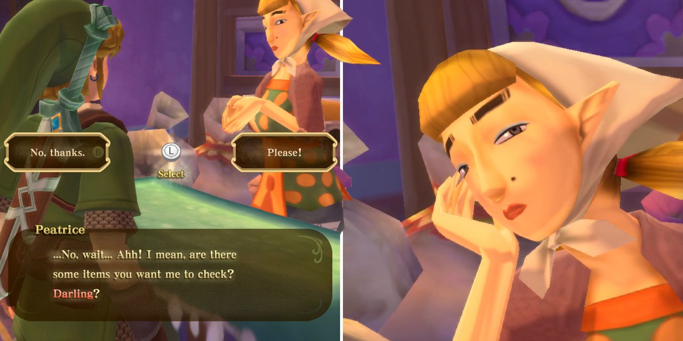 The Item Check girl calls Link Darling in the Item Check Crush side quest in The Legend of Zelda: Skyward Sword HD
