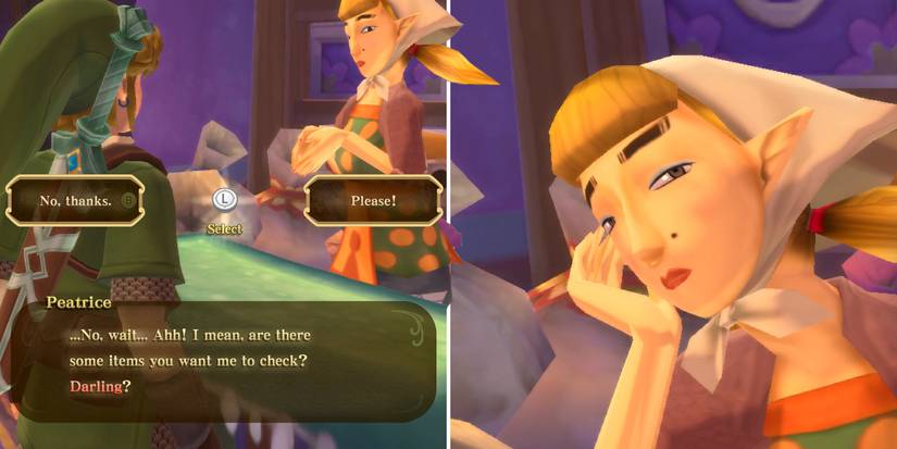 The Item Check girl calls Link Darling in the Item Check Crush side quest in The Legend of Zelda: Skyward Sword HD