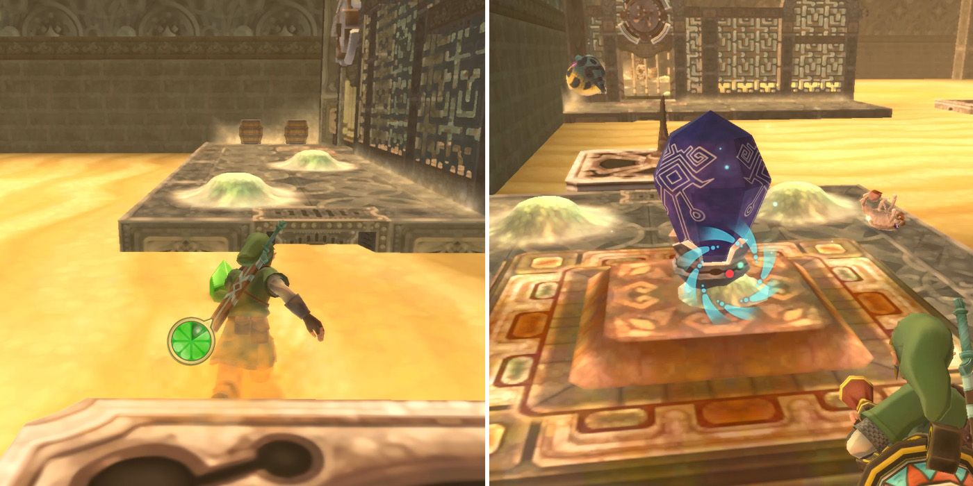 Uncover a Timeshift Stone in the Lanayru Mining Facility dungeon in The Legend of Zelda: Skyward Sword HD