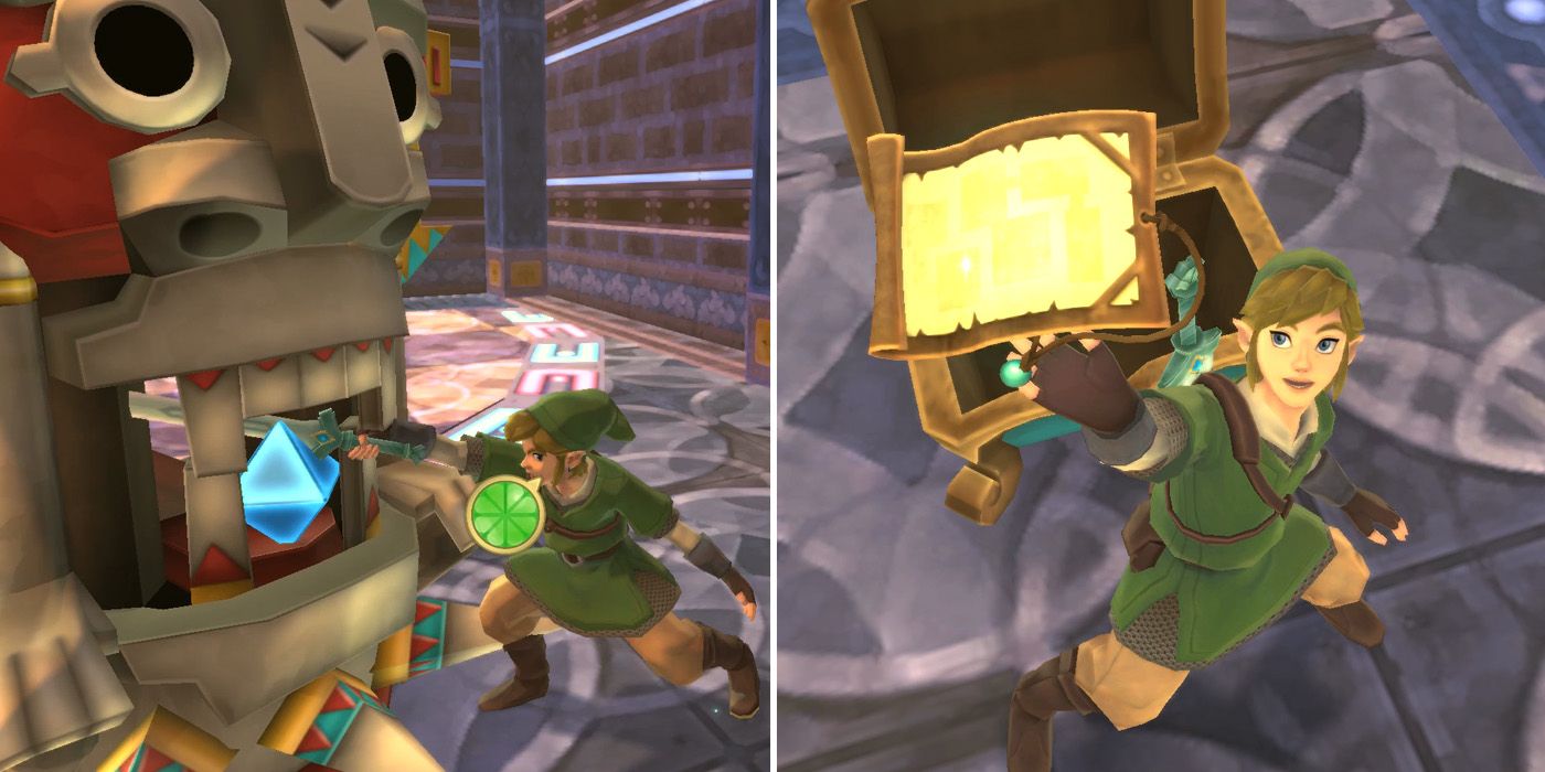 Obtaining the Dungeon Map in the Lanayru Mining Facility dungeon in The Legend of Zelda: Skyward Sword HD