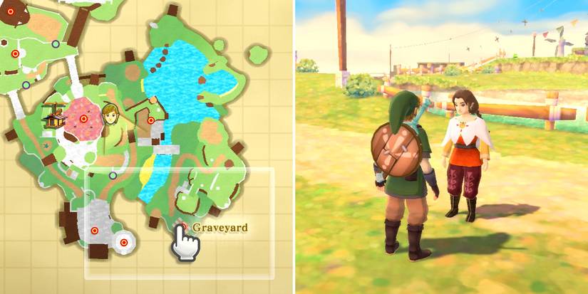 Speaking to Orielle as part of the Lost Child side quest in The Legend of Zelda: Skyward Sword HD