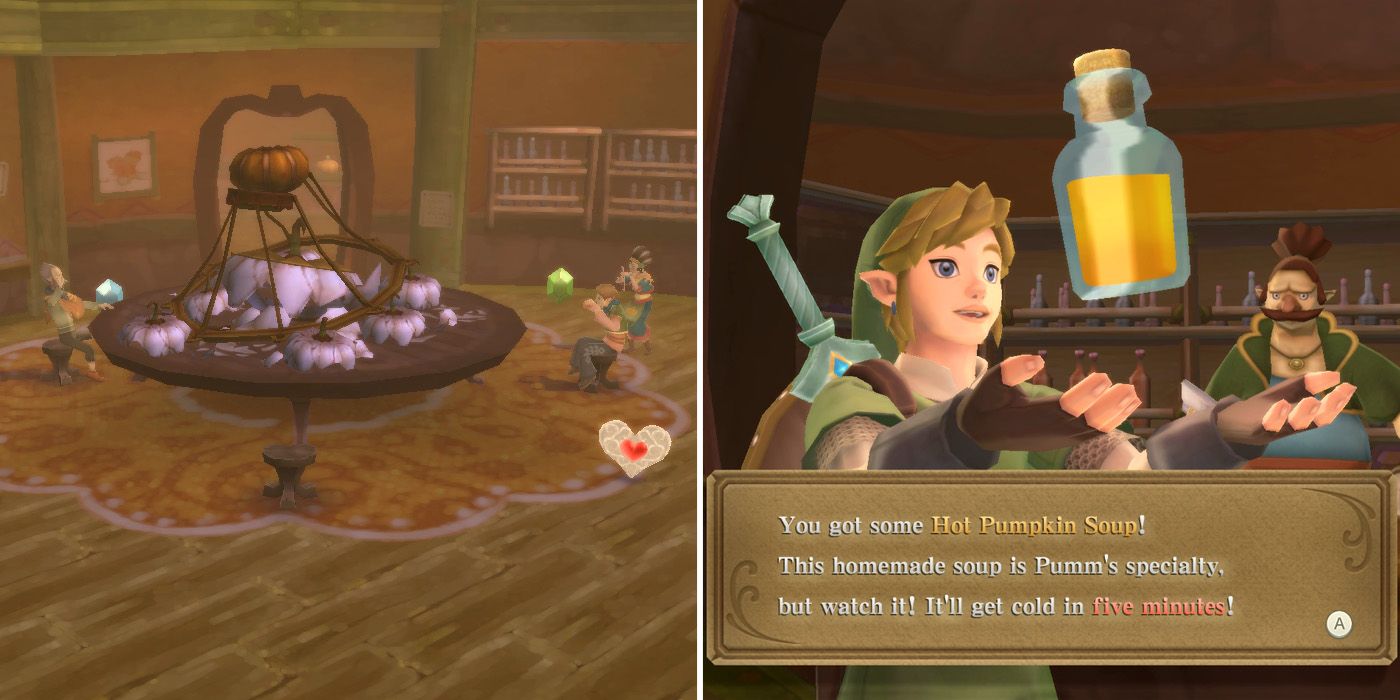 Getting the piece of heart and the hot pumpkin soup while tackling the Lost Child side quest in The Legend of Zelda: Skyward Sword HD