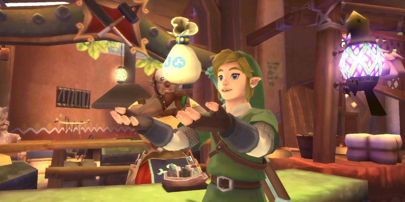 Upgrading a Small Seed Satchel to a Medium Seed Satchel in The Legend of Zelda: Skyward Sword HD