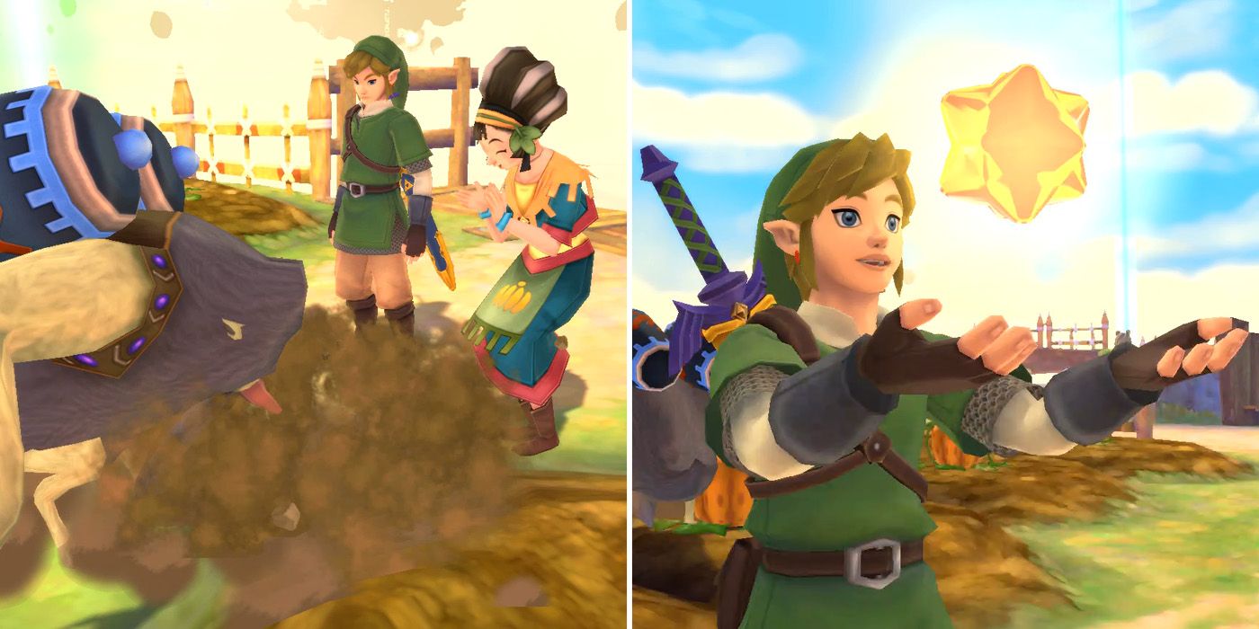 Claiming the reward for the Pumpkin Harvest side quest in The Legend of Zelda: Skyward Sword HD