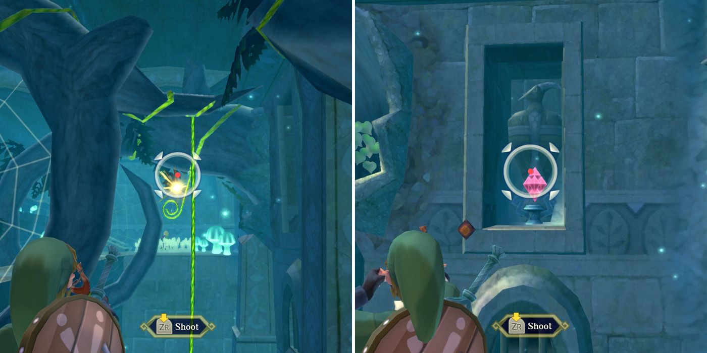 Raising the water level for a second time in Skyview Temple in The Legend of Zelda: Skyward Sword HD