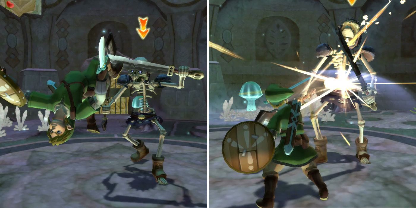 Defeating the Stalfos in Skyview Temple in The Legend of Zelda: Skyward Sword HD