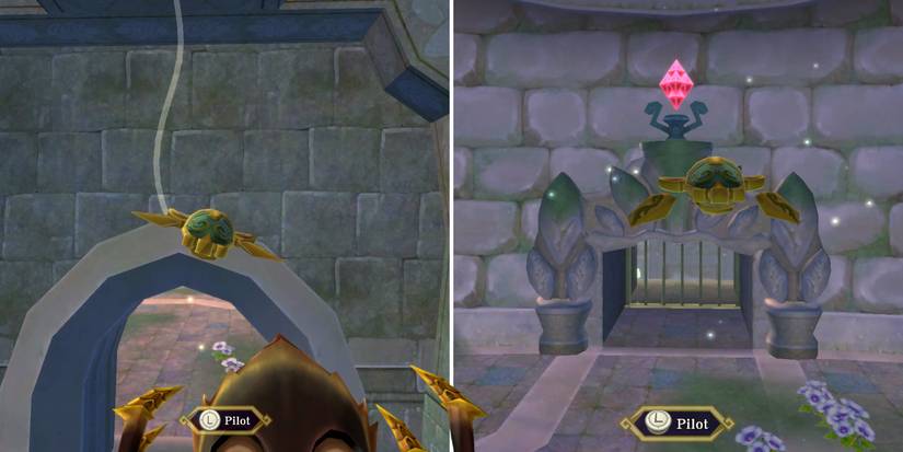 Using the beetle to kill a Skulltula and hit a red crystal in The Legend of Zelda: Skyward Sword HD