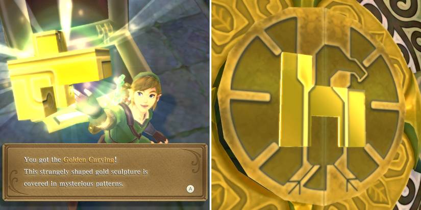 Opening the Skyview Temple's boss door in The Legend of Zelda: Skyward Sword HD
