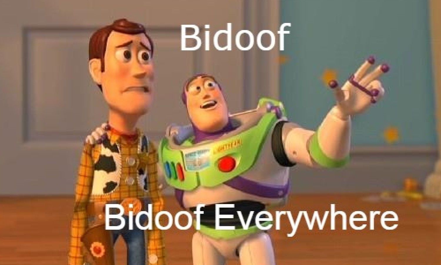 Toy Story "Bidoof Everywhere" meme.