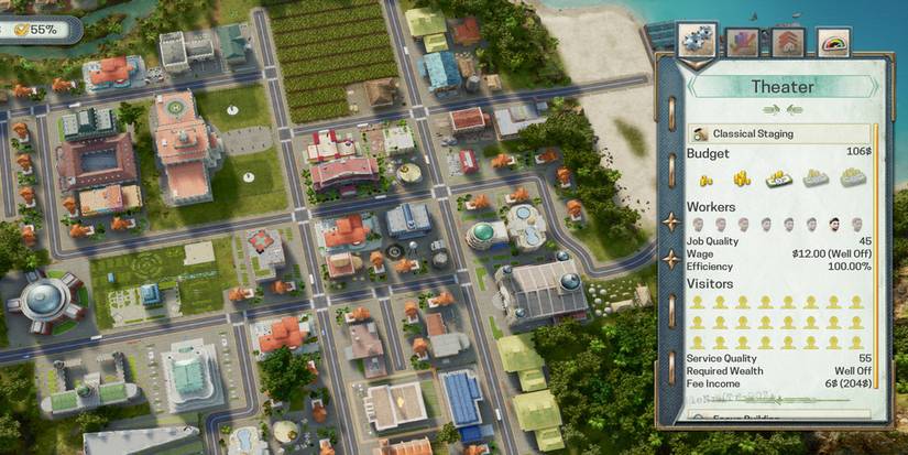 business and employee information for a theater