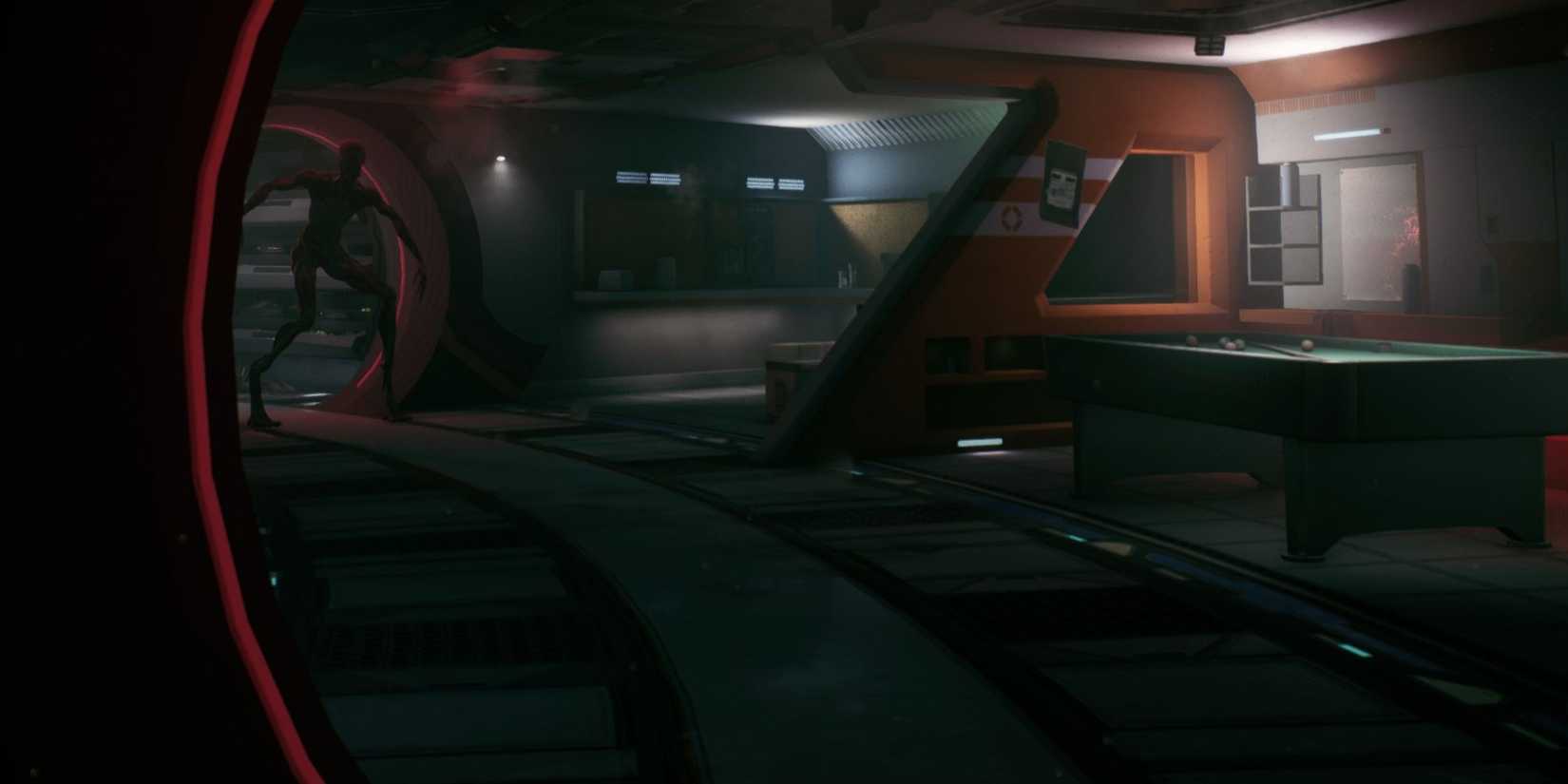 we went back, rec room and spindly monster