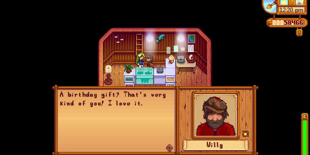 Willy receiving a birthday gift