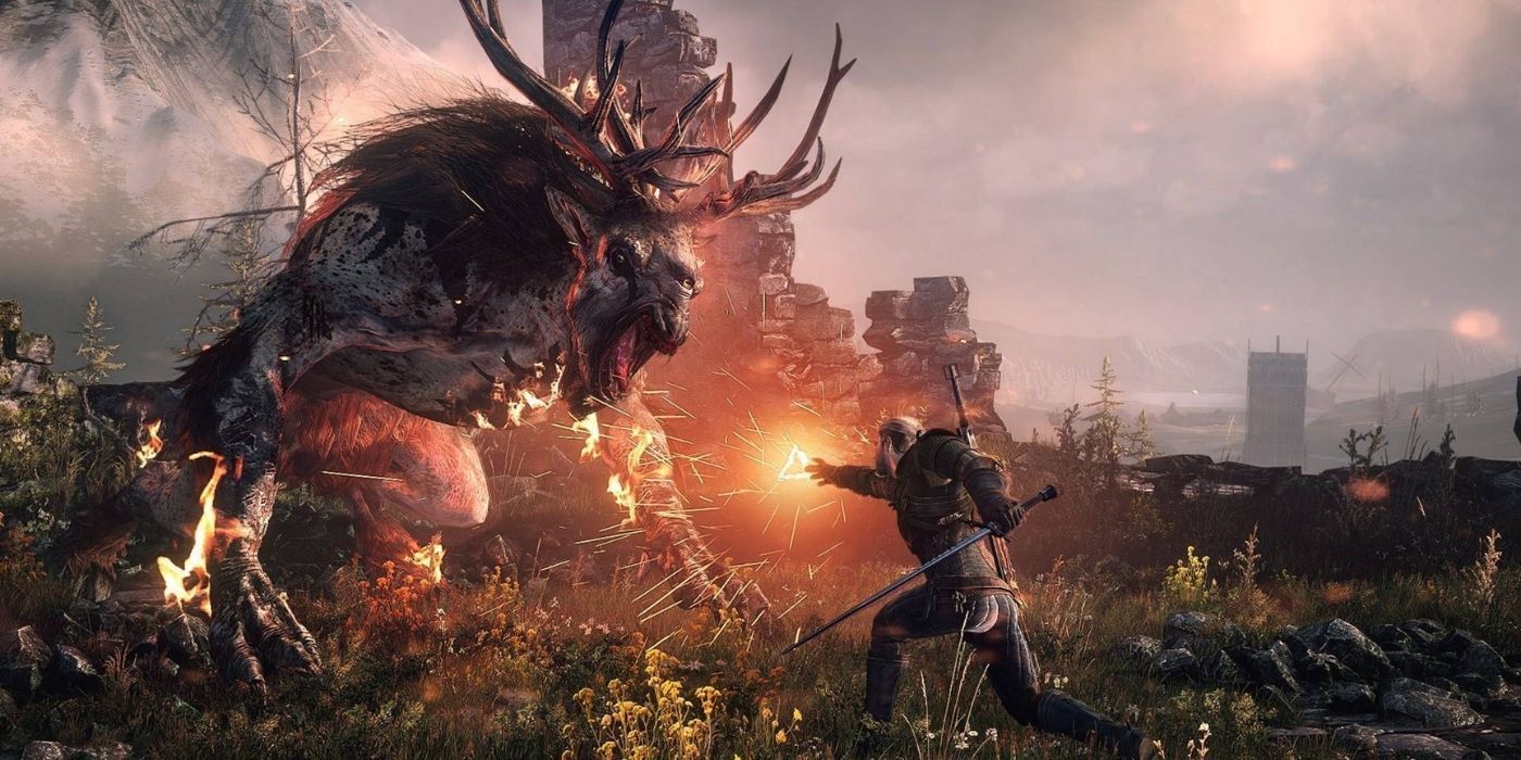 A battle in The Witcher 3