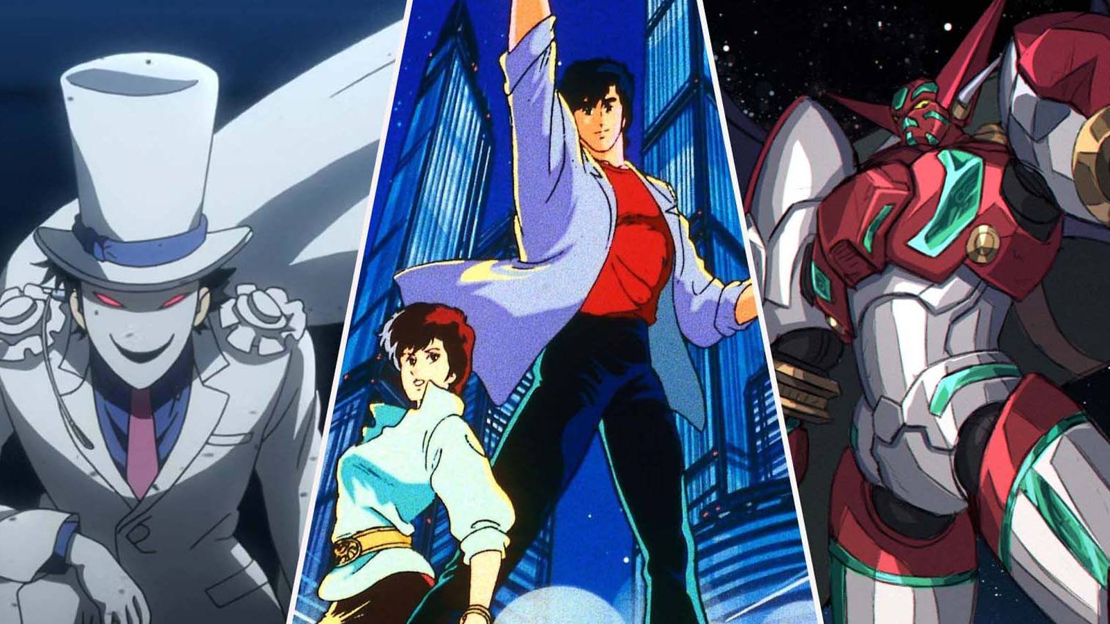 10 Shonen Anime That Are Underrated featured image; Magic Kaito, City Hunter, Getter Robo