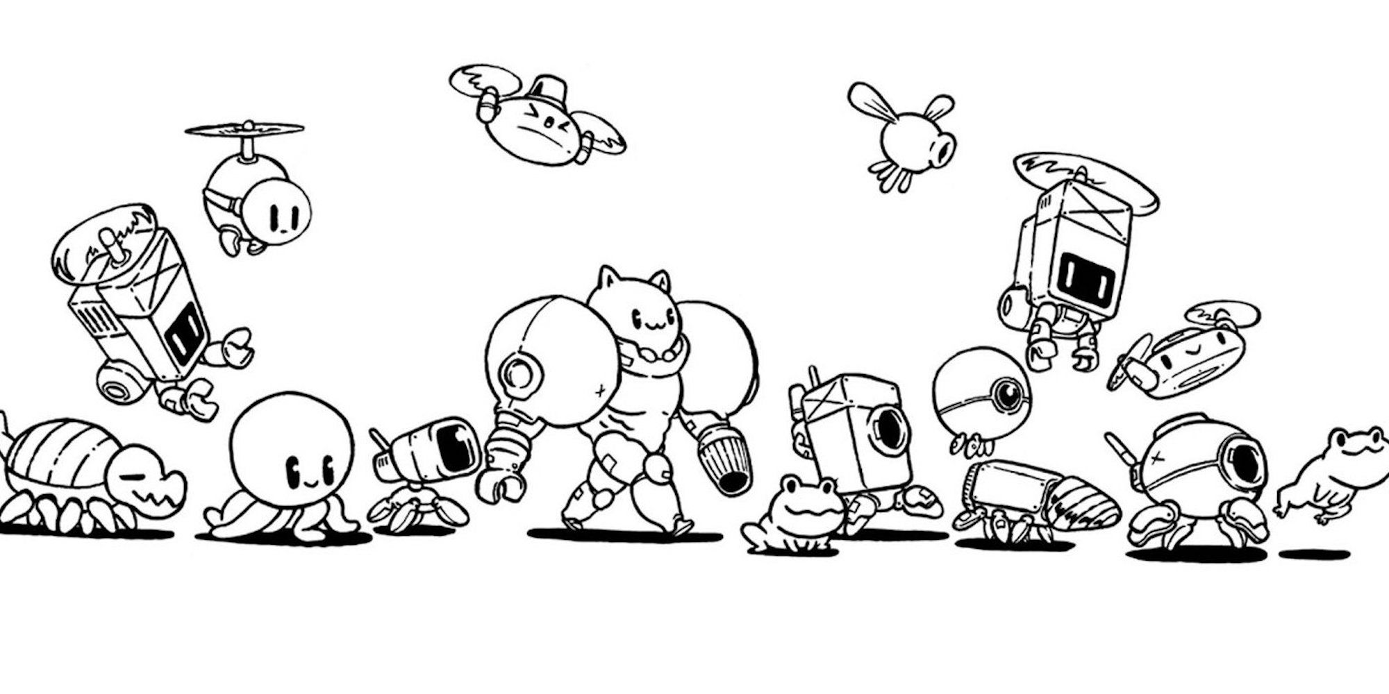 Promo art featuring characters from Gato Roboto