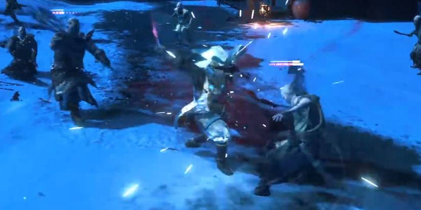 A Samurai attack causes sparks of explosions