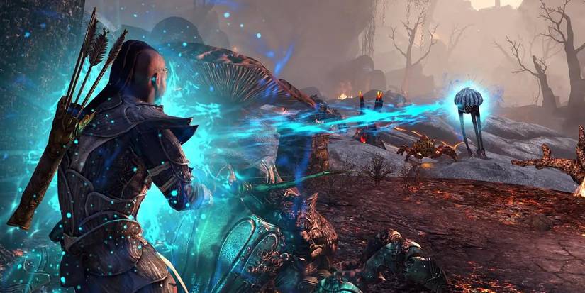 A Warden using elemental magic against an enemy