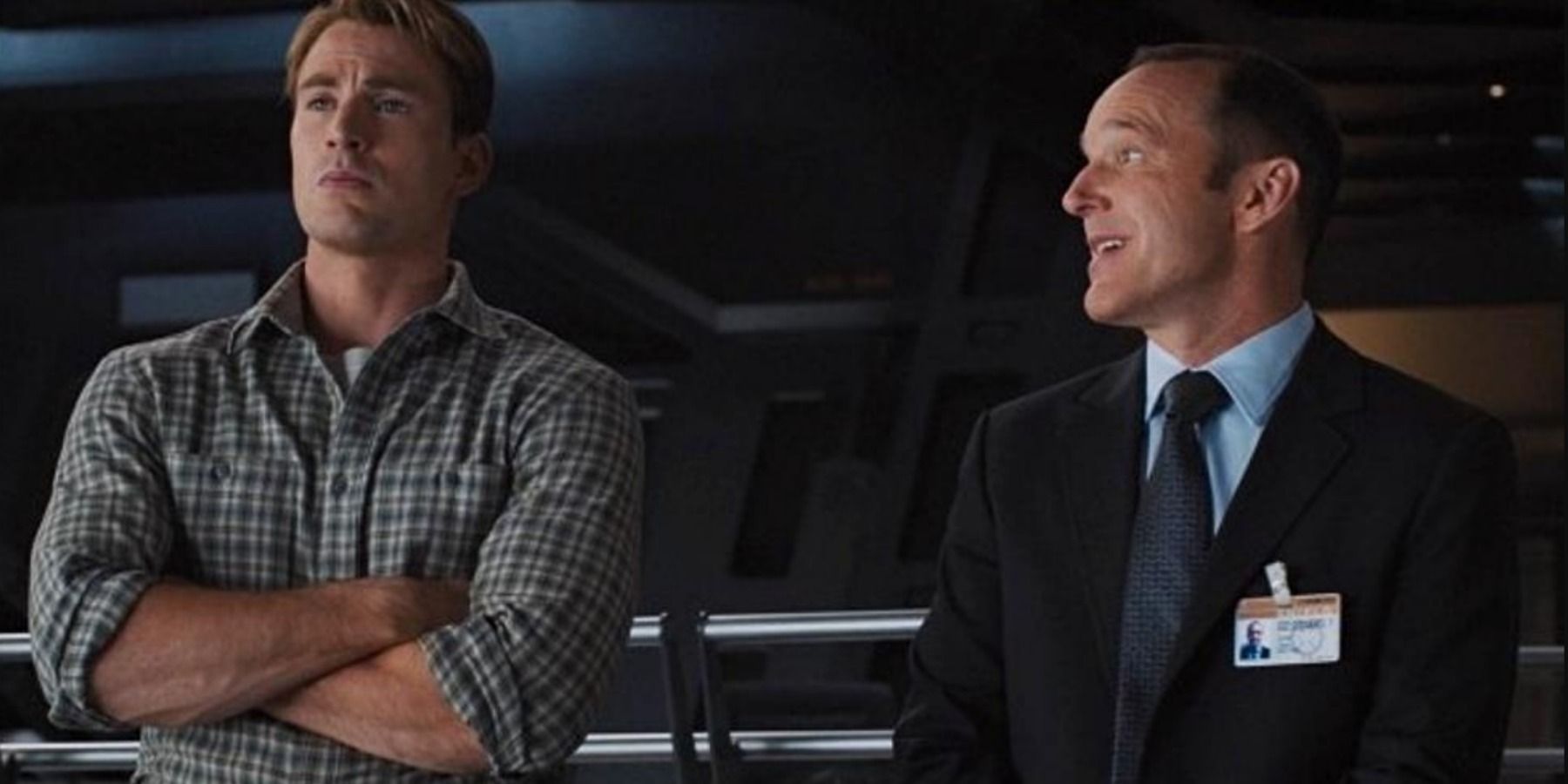 Steve Rogers and Phil Coulson talk in The Avengers