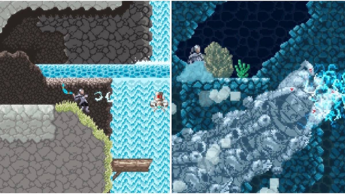 Exploring the world and Fighting enemies in Axiom Verge 2