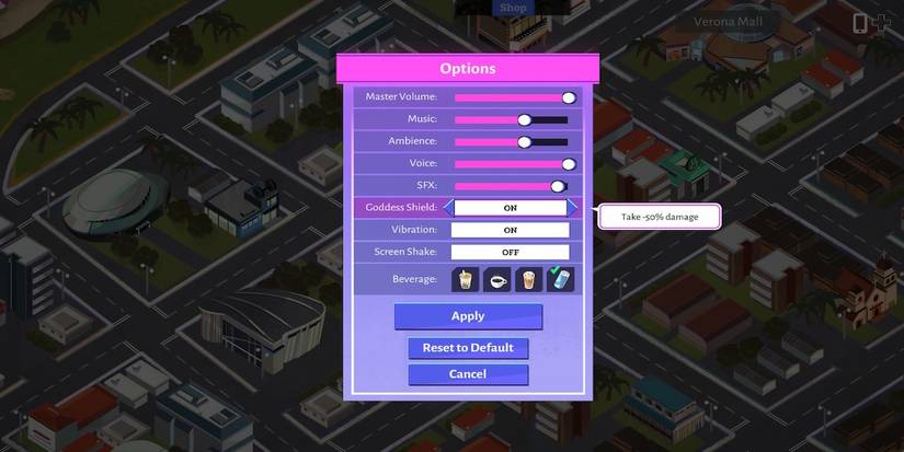 The options menu from Boyfriend Dungeon 